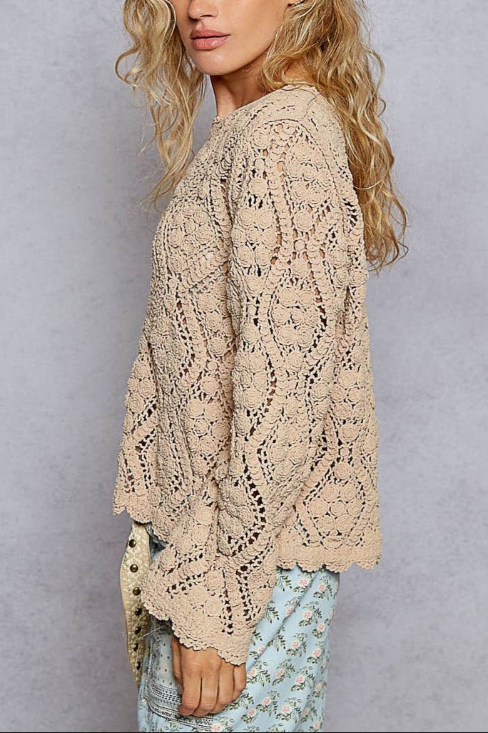 Lily Open Knitted Crochet Sweater - MTT Collective