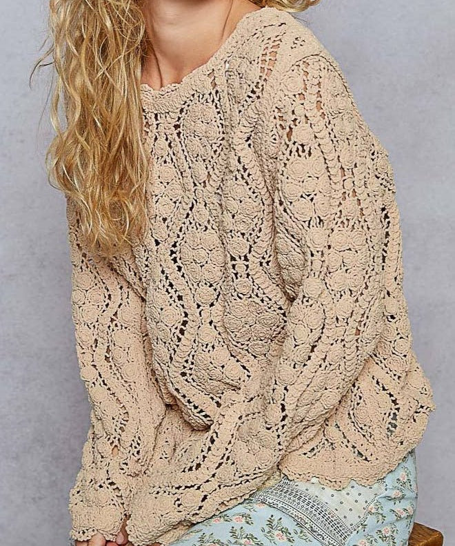 Lily Open Knitted Crochet Sweater - MTT Collective