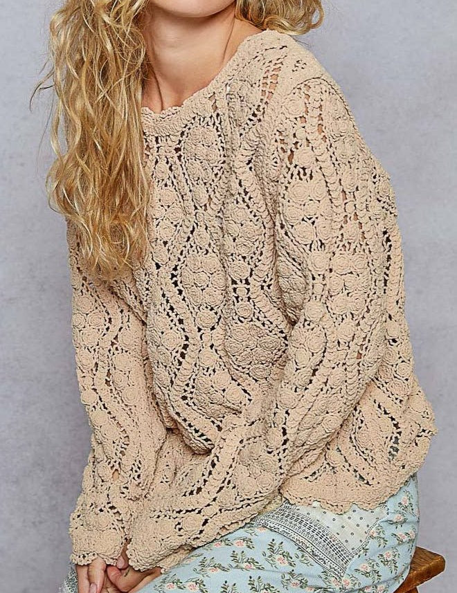 Lily Open Knitted Crochet Sweater - MTT Collective