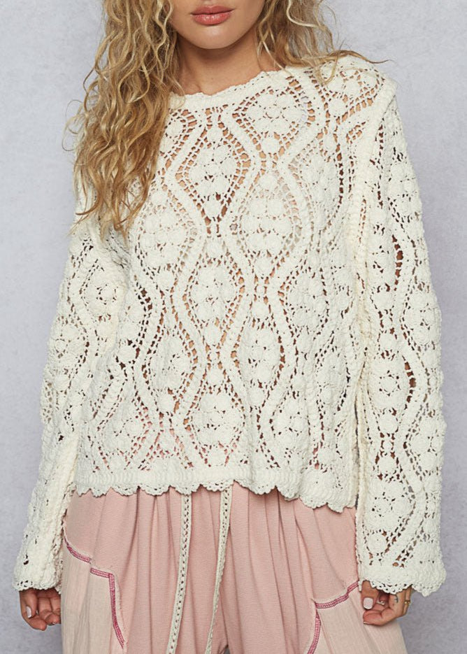 Lily Open Knitted Crochet Sweater - MTT Collective