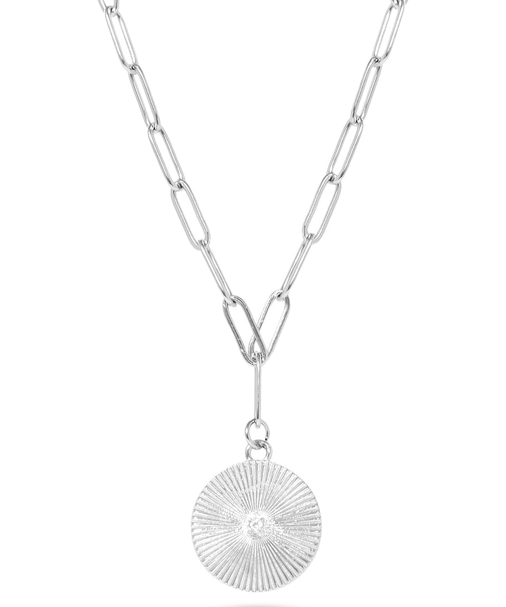 Lisa Gold Sunburst Medallion Paperclip Necklace - MTT Collective