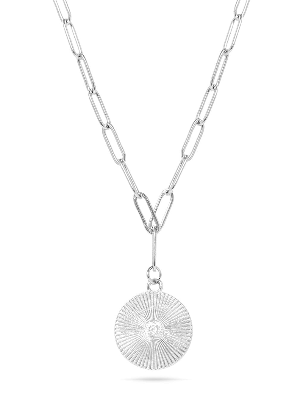 Lisa Gold Sunburst Medallion Paperclip Necklace - MTT Collective