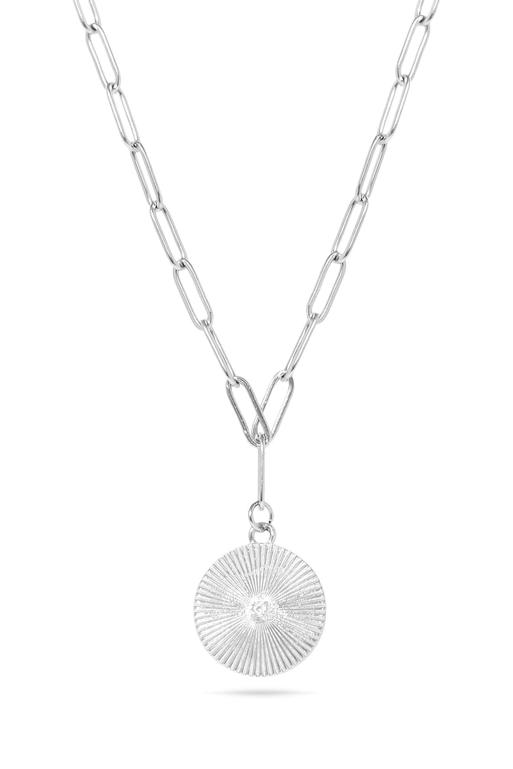 Lisa Gold Sunburst Medallion Paperclip Necklace - MTT Collective