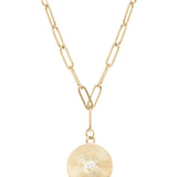 Lisa Gold Sunburst Medallion Paperclip Necklace - MTT Collective