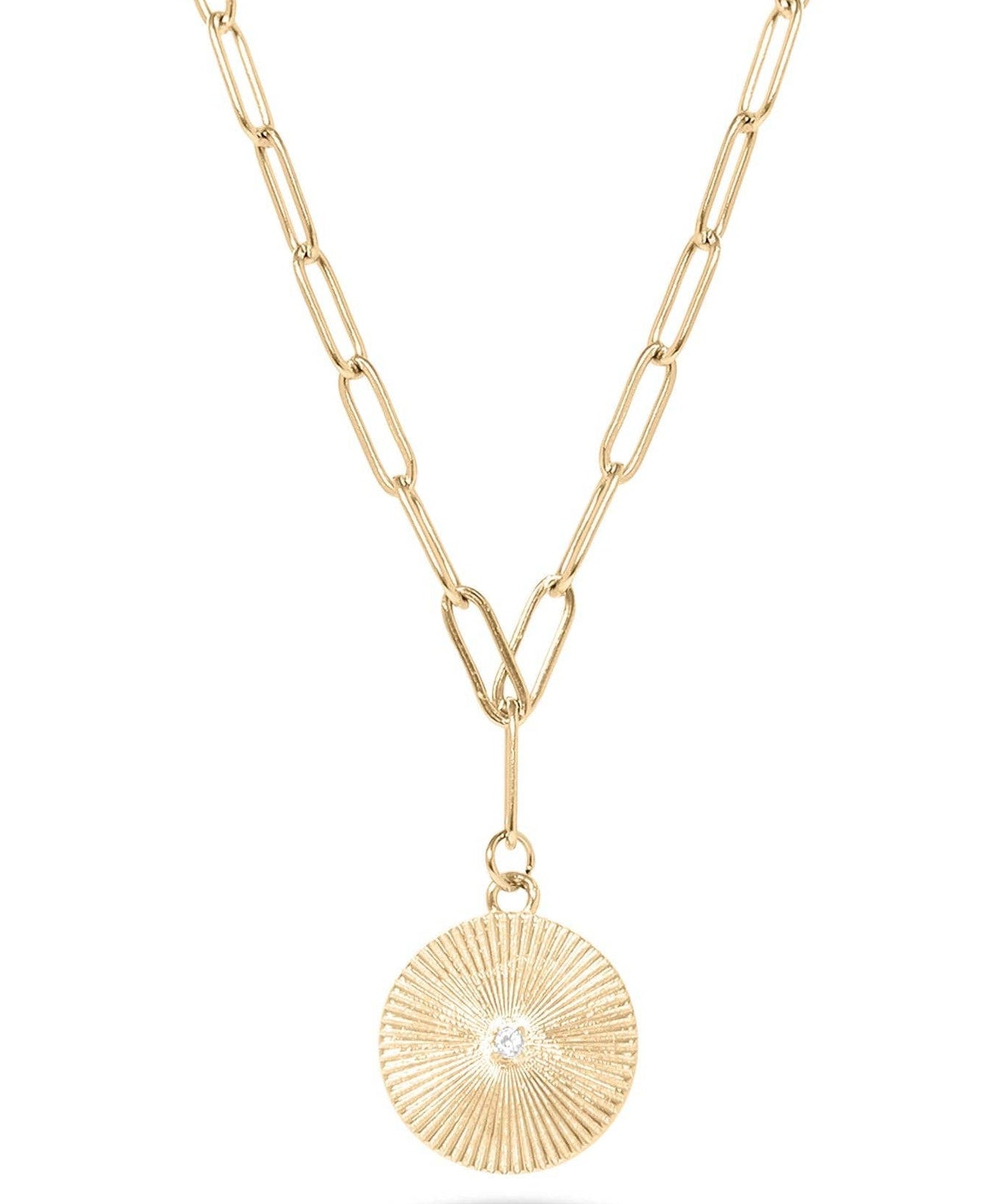 Lisa Gold Sunburst Medallion Paperclip Necklace - MTT Collective