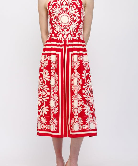 Lorraine Gathered Waist Midi Dress - MTT Collective
