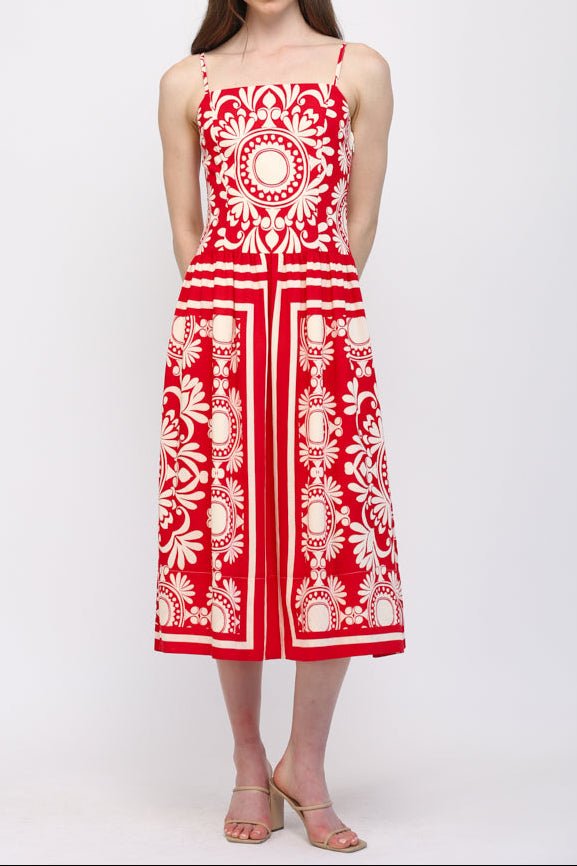 Lorraine Gathered Waist Midi Dress - MTT Collective