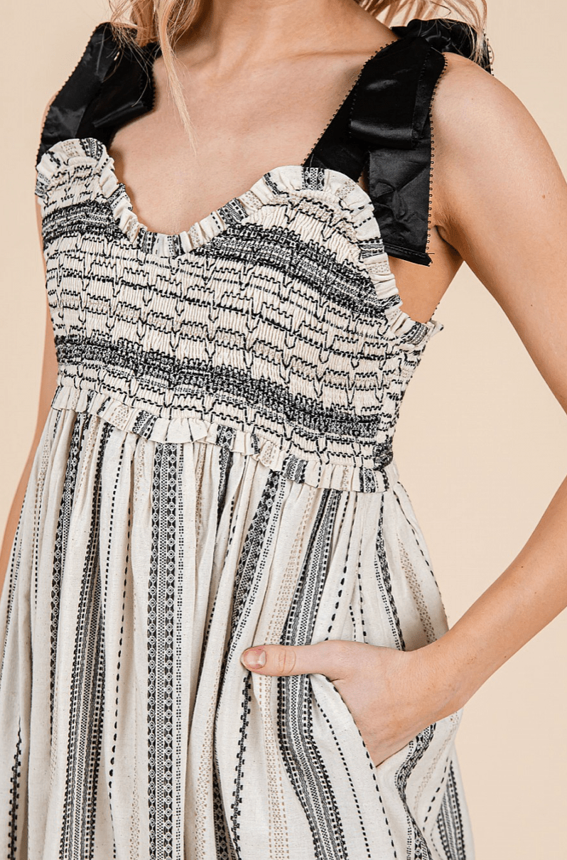 Louisa Stripe Smocked Midi Sundress - MTT Collective