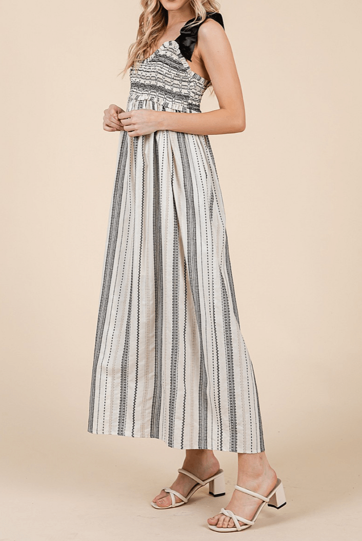 Louisa Stripe Smocked Midi Sundress - MTT Collective