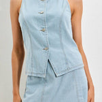 Louise Pinstripe Button Up Vest - MTT Collective