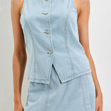 Louise Pinstripe Button Up Vest - MTT Collective