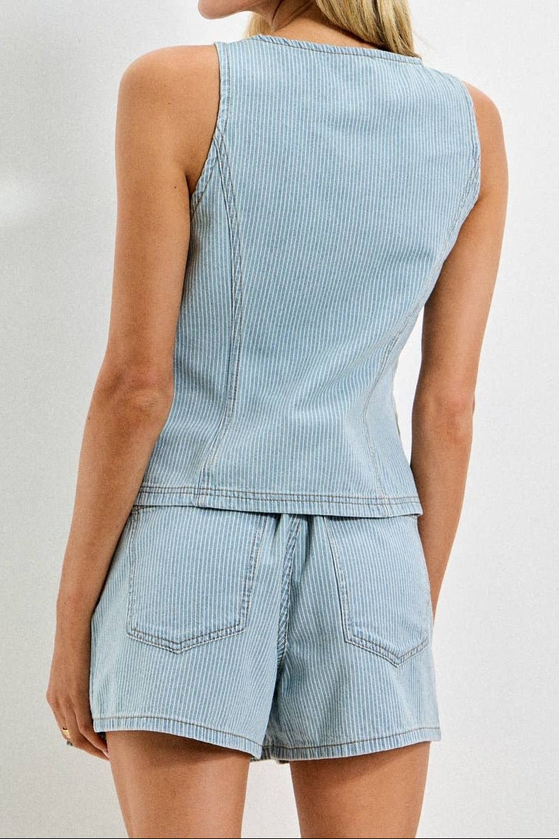 Louise Pinstripe Button Up Vest - MTT Collective