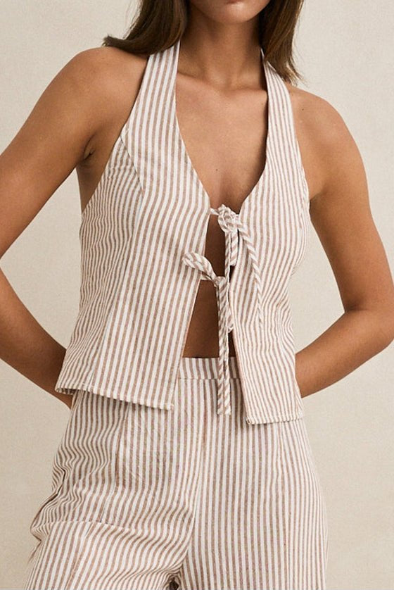 Louise Tie Front Halter Top - MTT Collective