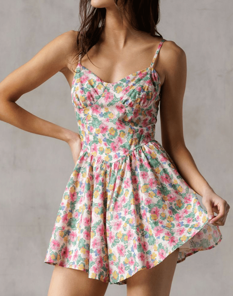 Luciana Multicolored Floral Romper - MTT Collective