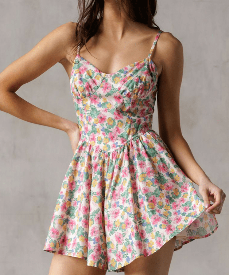 Luciana Multicolored Floral Romper - MTT Collective