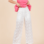 Lucille Embroidered Sheer Wide Leg Pants - MTT Collective