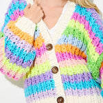 Lyla Rainbow Chunky Knit Oversized Cardigan - MTT Collective