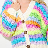 Lyla Rainbow Chunky Knit Oversized Cardigan - MTT Collective
