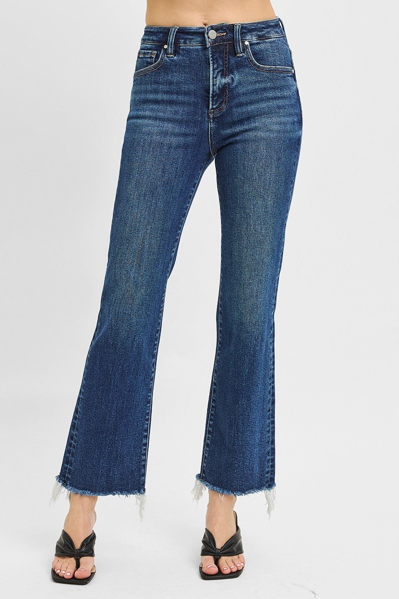 Lynette High Rise Crop Straight Raw Hem Jeans - MTT Collective