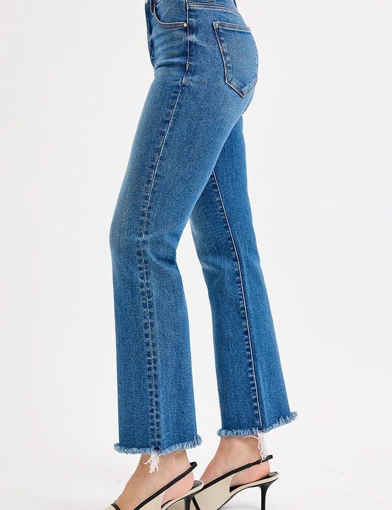 Lynette High Rise Crop Straight Raw Hem Jeans - MTT Collective