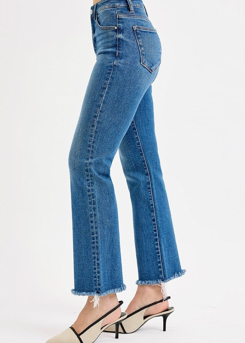 Lynette High Rise Crop Straight Raw Hem Jeans - MTT Collective
