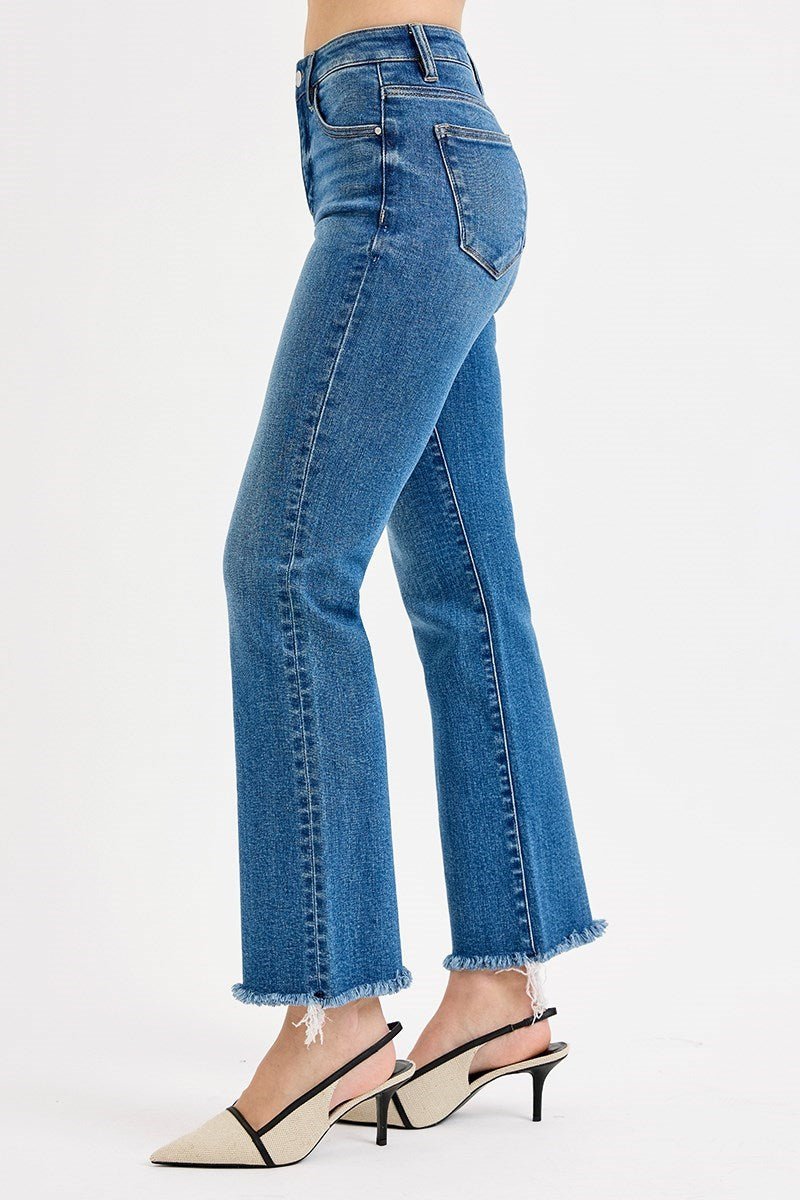 Lynette High Rise Crop Straight Raw Hem Jeans - MTT Collective