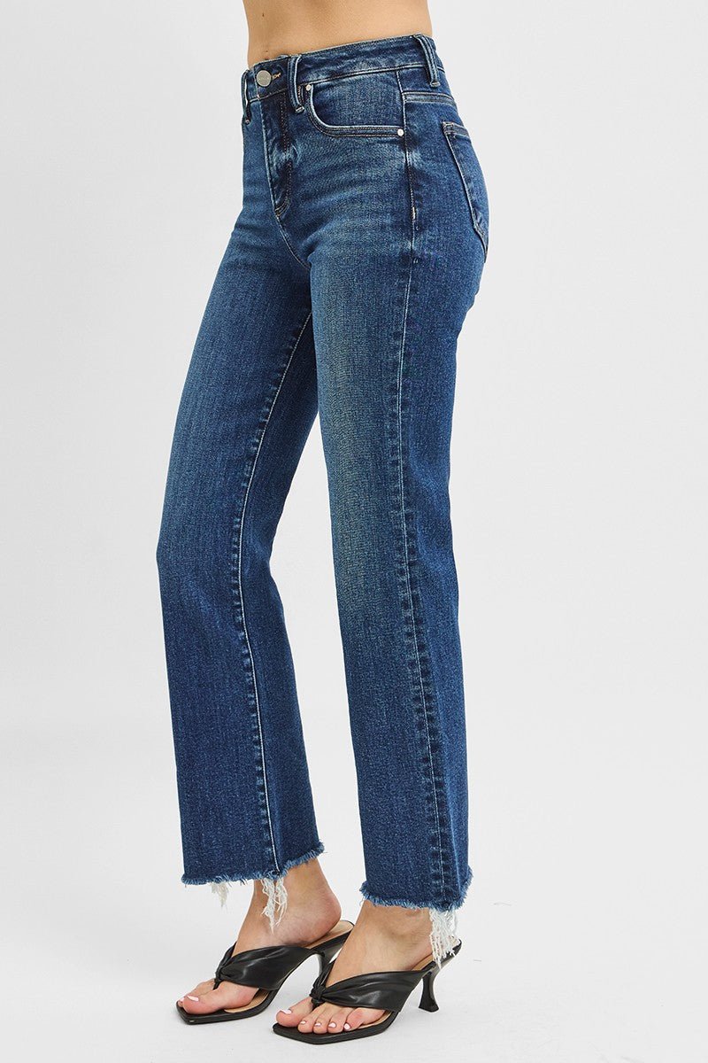 Lynette High Rise Crop Straight Raw Hem Jeans - MTT Collective