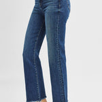 Lynette High Rise Crop Straight Raw Hem Jeans - MTT Collective