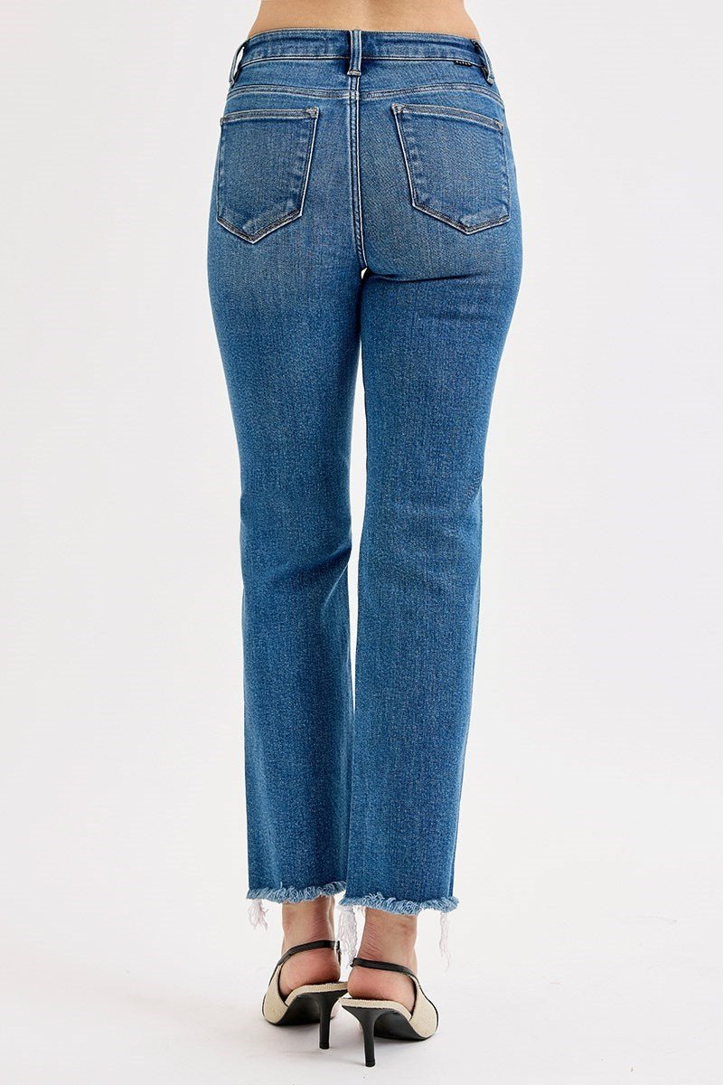 Lynette High Rise Crop Straight Raw Hem Jeans - MTT Collective