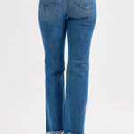 Lynette High Rise Crop Straight Raw Hem Jeans - MTT Collective