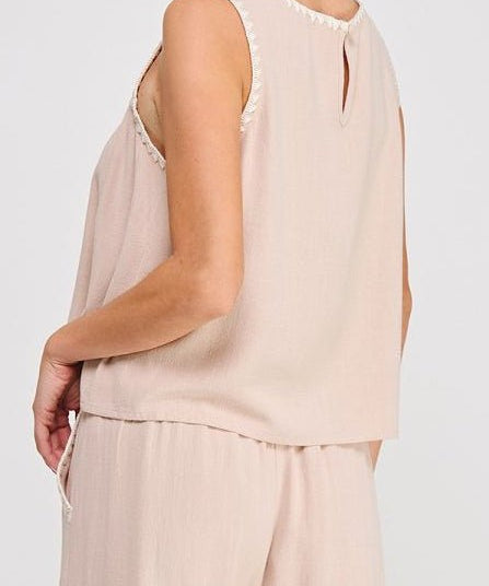 Maddie Soft Linen Embroidered Tank - MTT Collective
