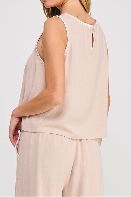 Maddie Soft Linen Embroidered Tank - MTT Collective