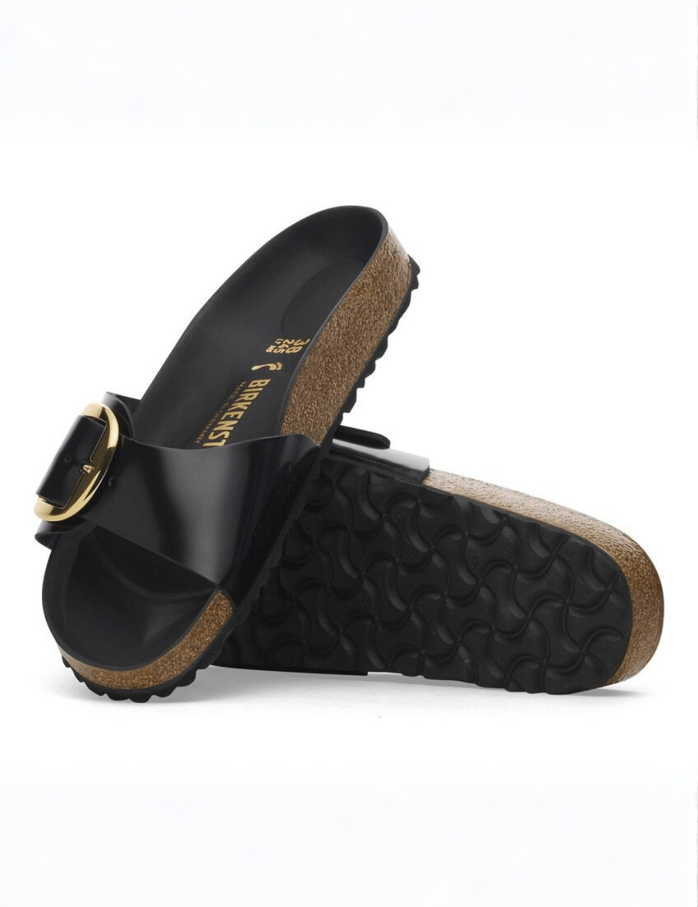 Madrid Big Buckle Natural Leather Patent Sandal - MTT Collective