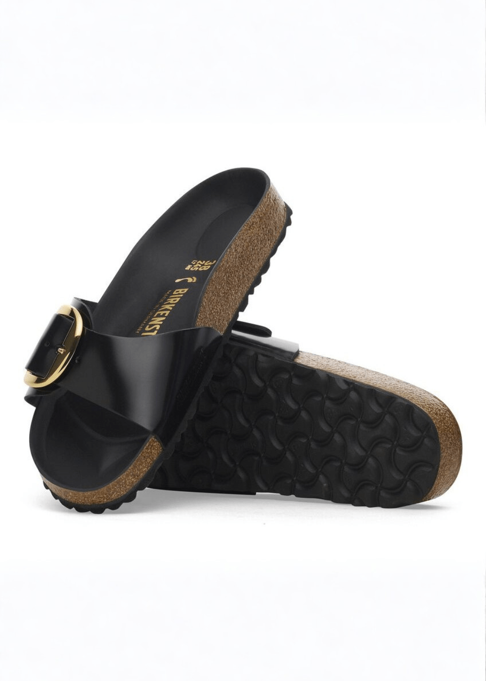 Madrid Big Buckle Natural Leather Patent Sandal - MTT Collective