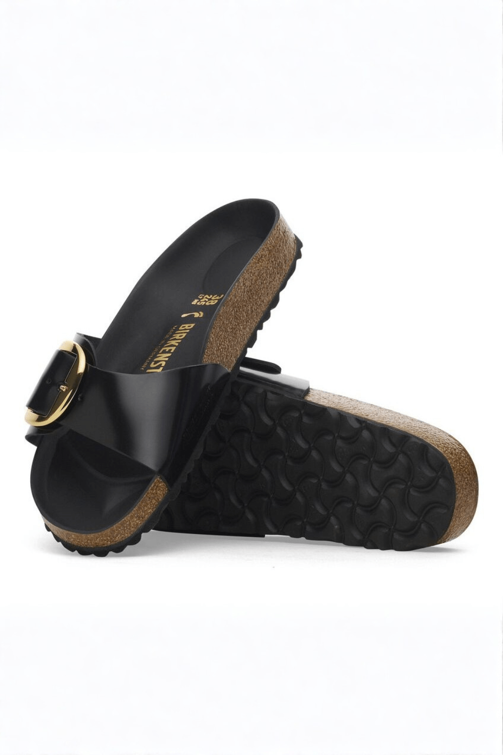 Madrid Big Buckle Natural Leather Patent Sandal - MTT Collective