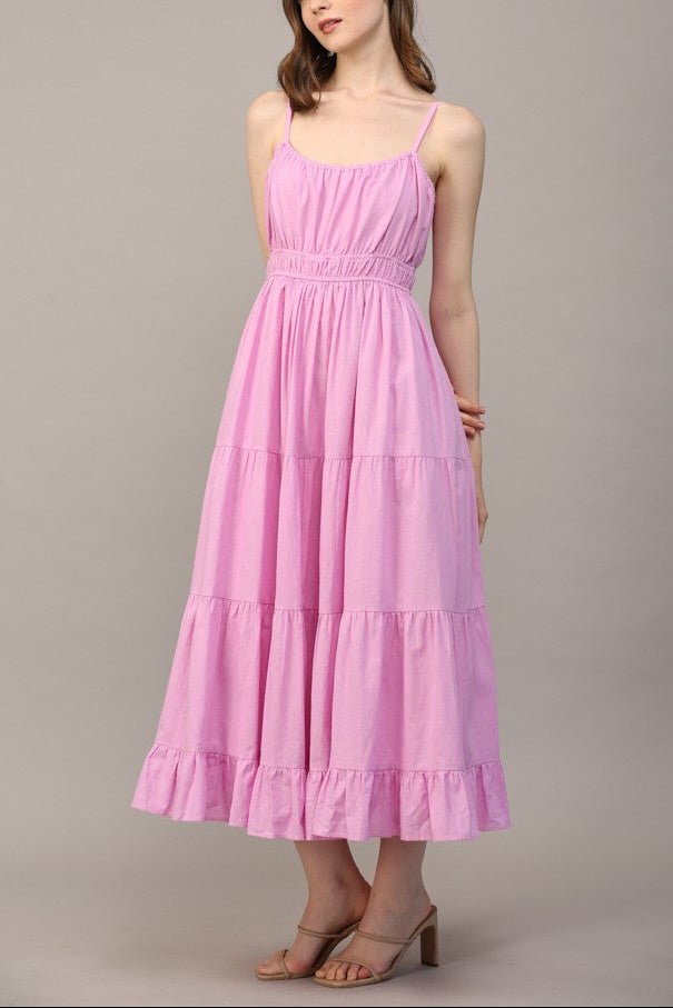 Mae Shirred Waist Tiered Cami Dress - MTT Collective