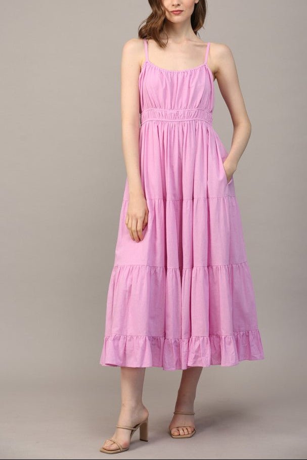 Mae Shirred Waist Tiered Cami Dress - MTT Collective