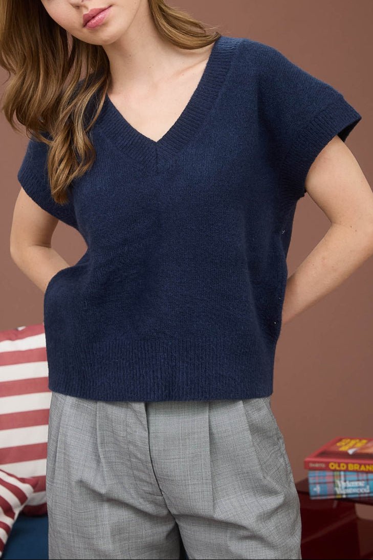 Maeve V - Neck Knit Sweater Vest - MTT Collective