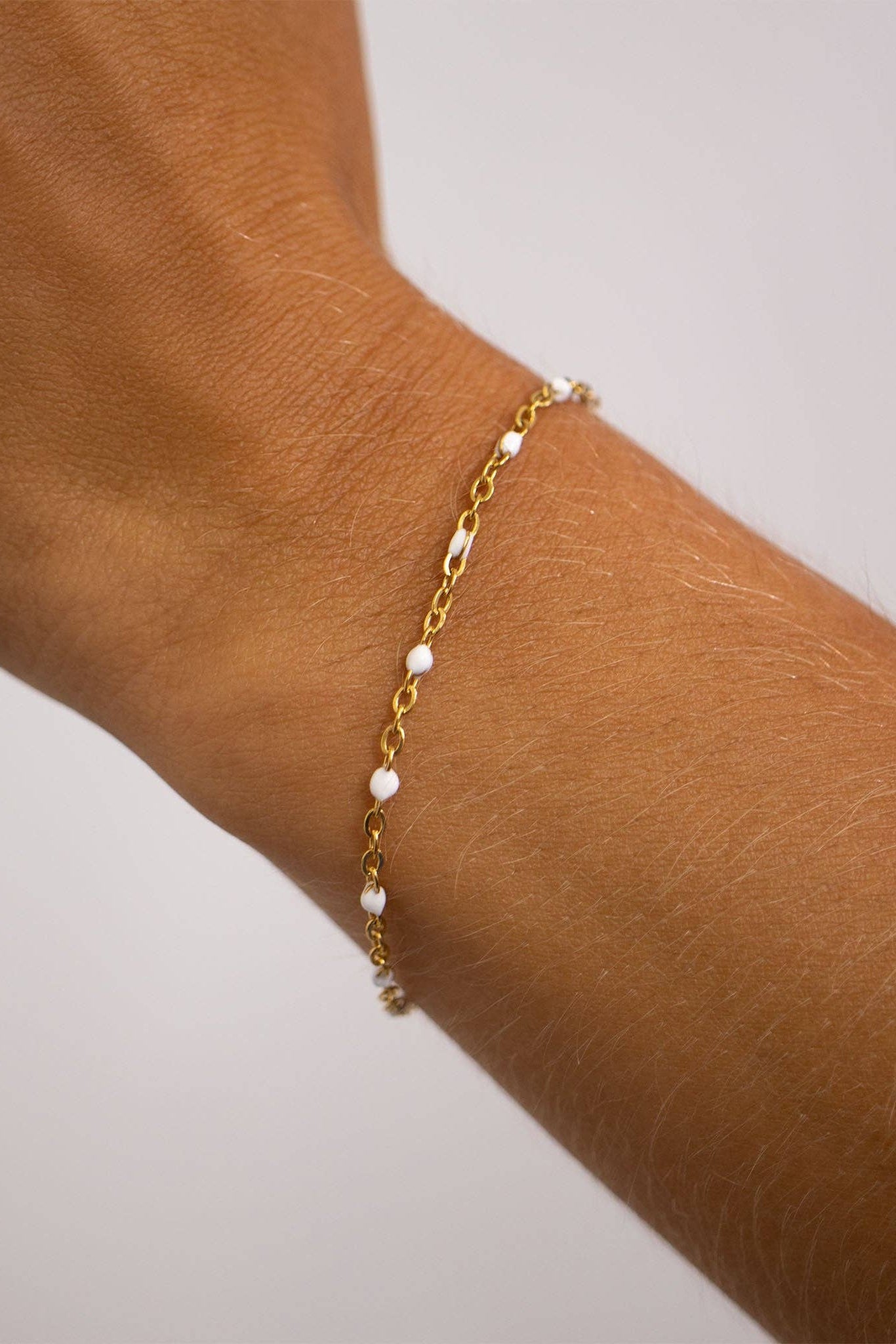 Maggie White Confetti Chain Bracelet - MTT Collective