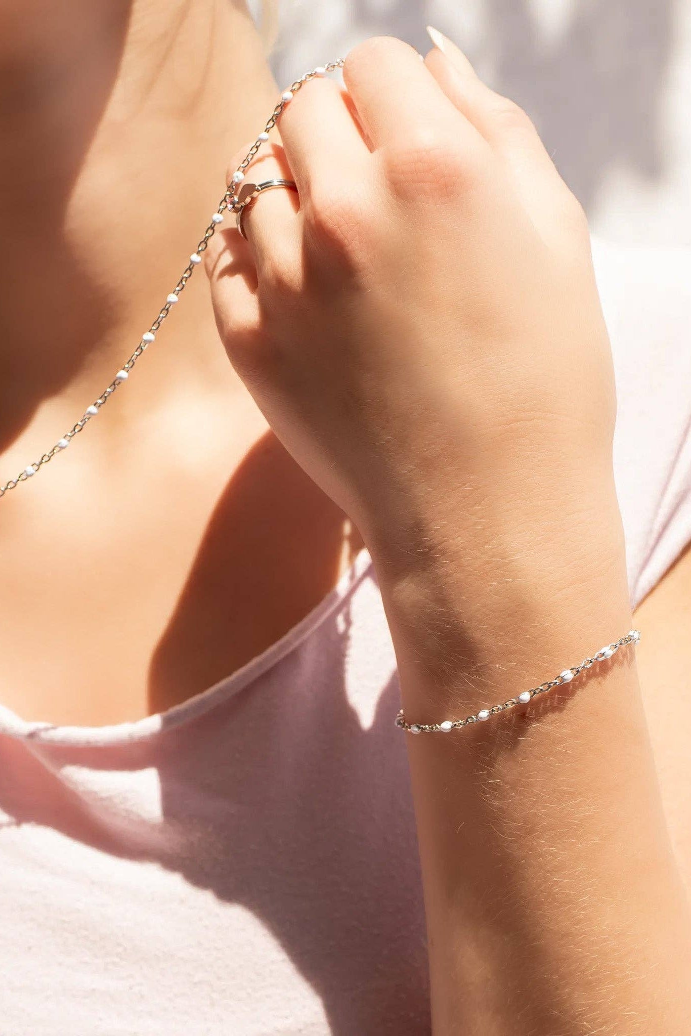 Maggie White Confetti Chain Bracelet - MTT Collective