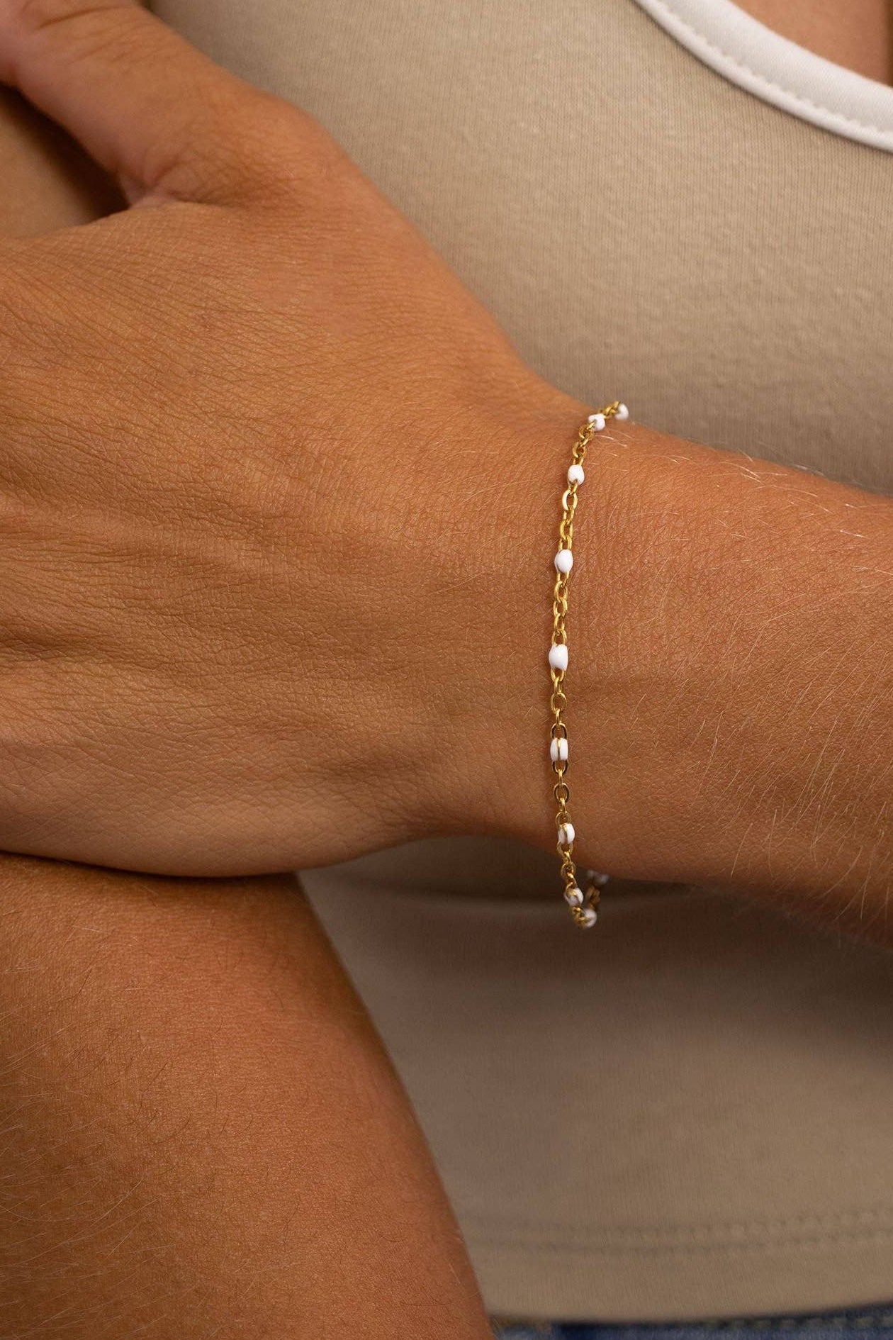 Maggie White Confetti Chain Bracelet - MTT Collective