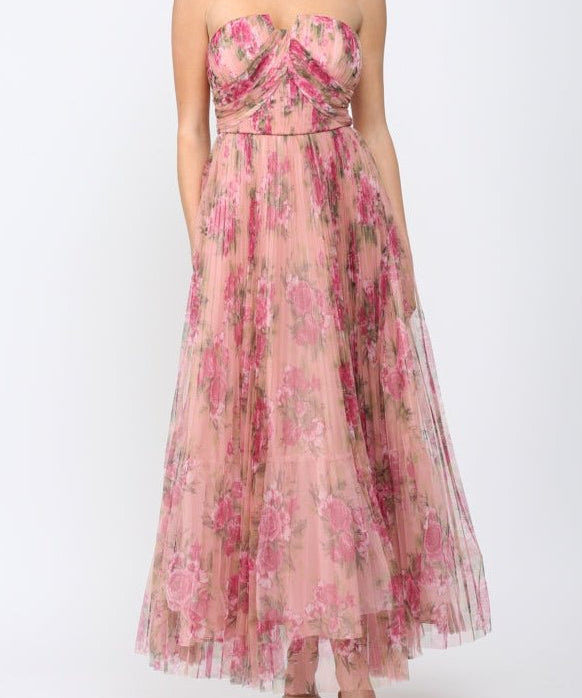 Magnolia Mesh Pleated Maxi Dress - MTT Collective