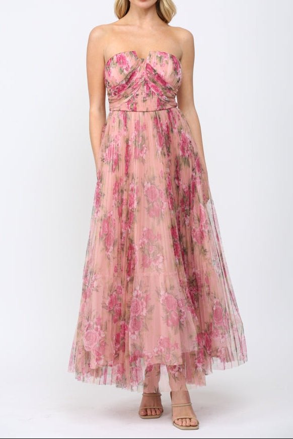 Magnolia Mesh Pleated Maxi Dress - MTT Collective