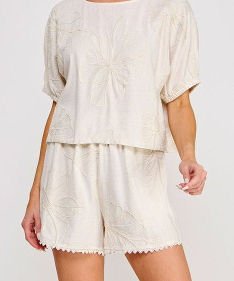 Malia Floral Embroidered Dolman Top - MTT Collective
