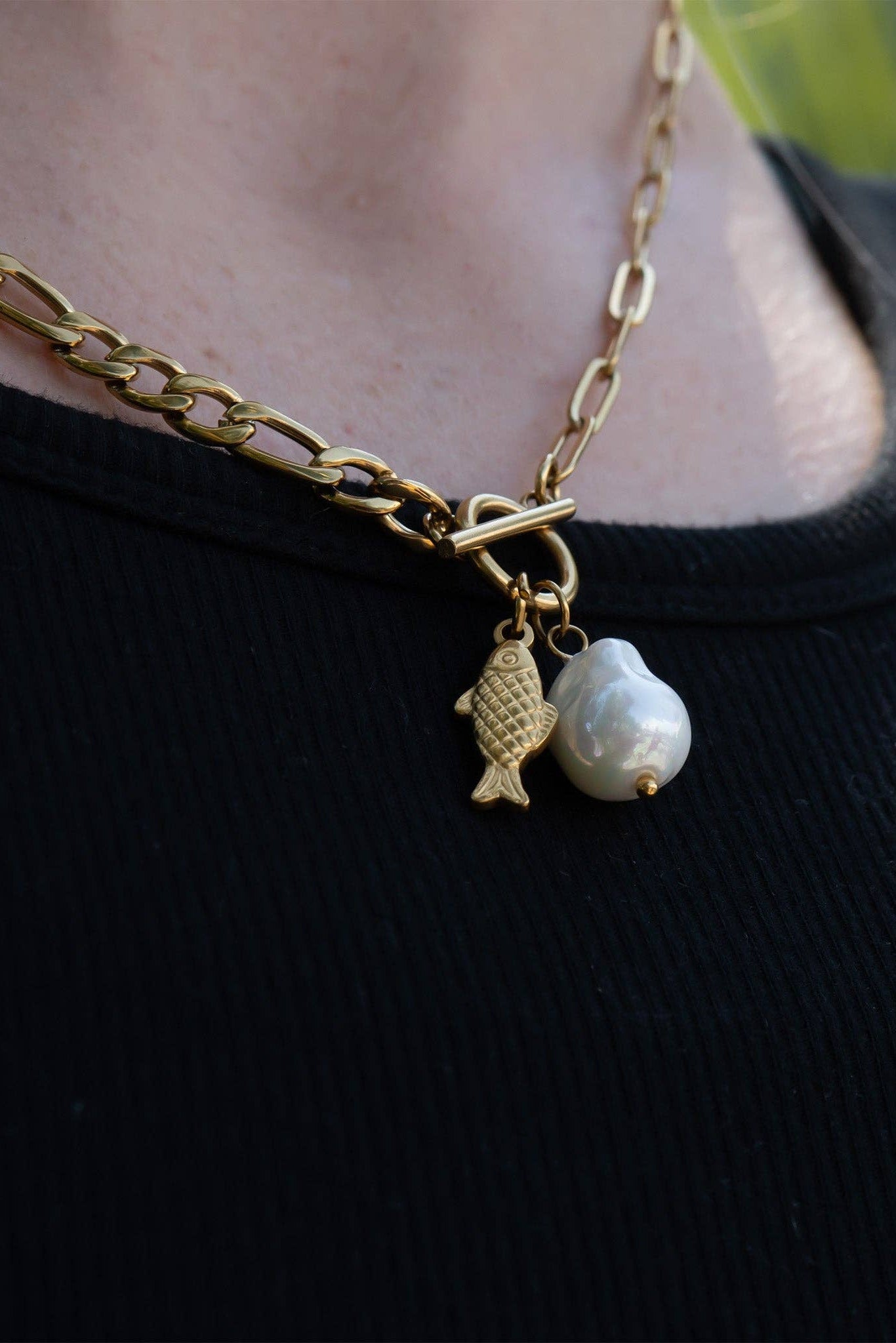 Mallory Freshwater Pearl Charm Necklace - MTT Collective