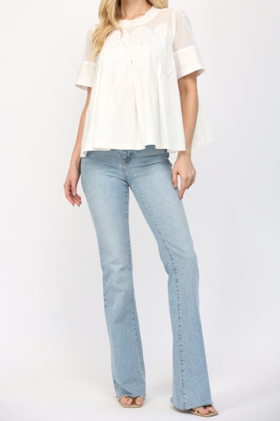 Marceline Mesh Applique Top - MTT Collective