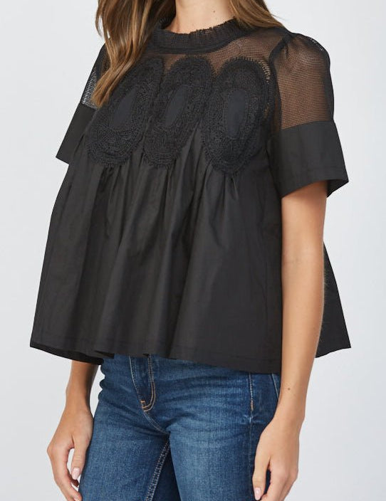 Marceline Mesh Applique Top - MTT Collective