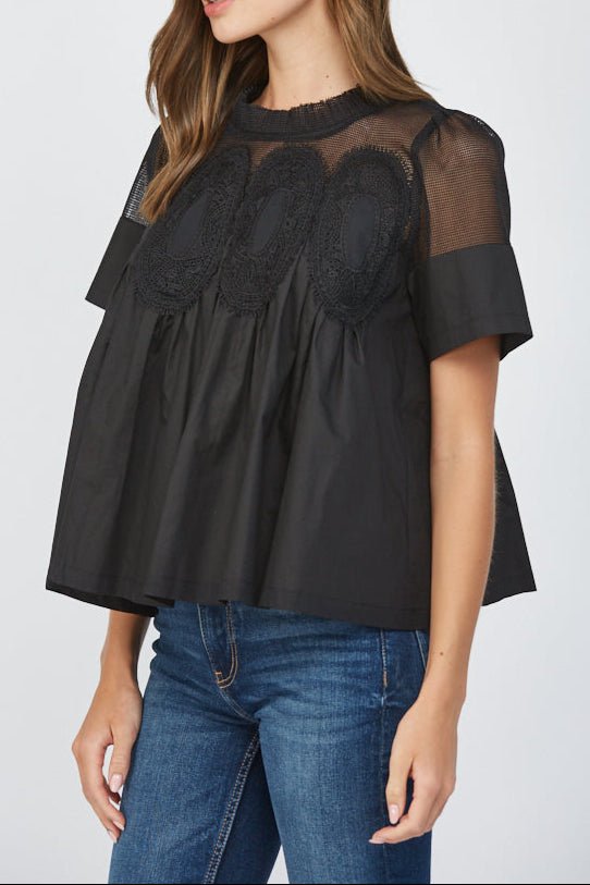 Marceline Mesh Applique Top - MTT Collective