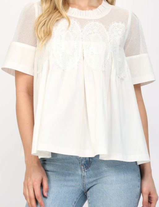 Marceline Mesh Applique Top - MTT Collective