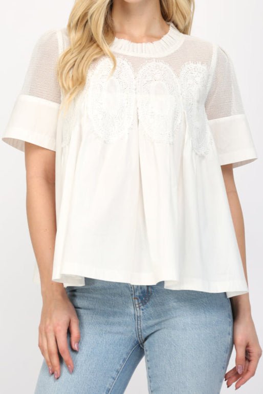 Marceline Mesh Applique Top - MTT Collective